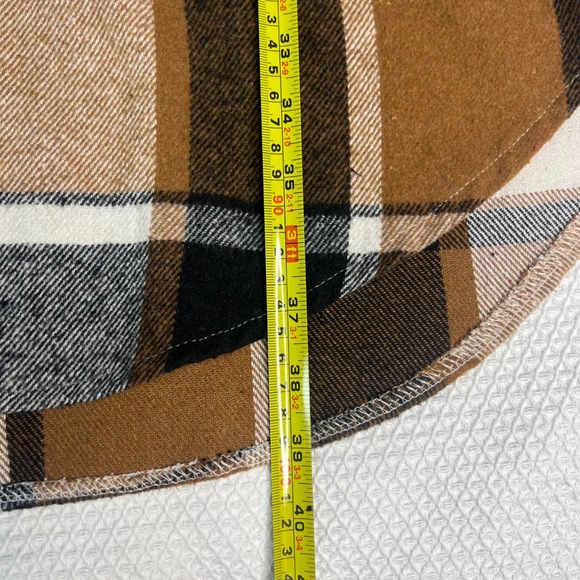 Womens Long Plaid Flannel Oversized Shirt Jacket Sz 18W Brown Black Long Sleeve - Picture 6 of 8